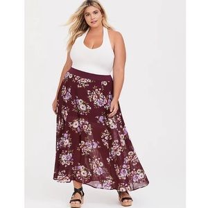 RED WINE FLORAL CHIFFON